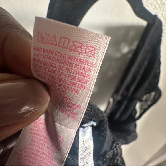 Victoria’s Secret Black Lace Swim Coverup Women Size XS V Neck Fringe Hem - Picture 9 of 12